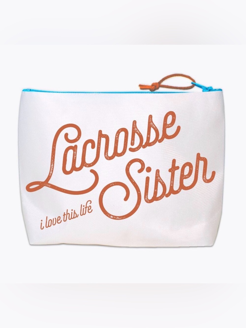 LACROSSE SISTER I love this life Lax Zipper Pouch Make-Up Bag Gift NEW NWT